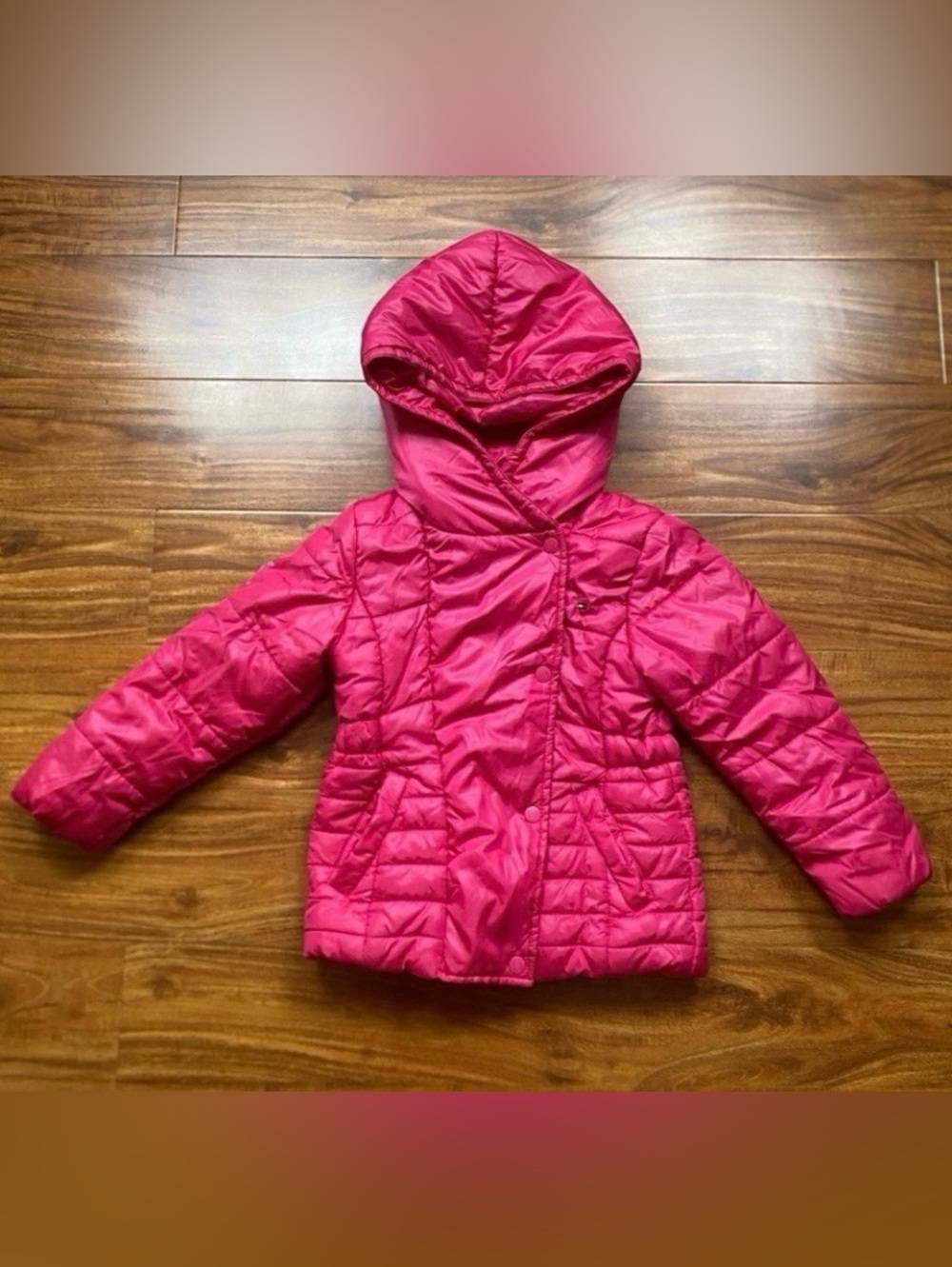 Tommy Hilfiger Girls Magenta Pink Hooded Quilted Puffer Jacket Size 5/6 Outdoor